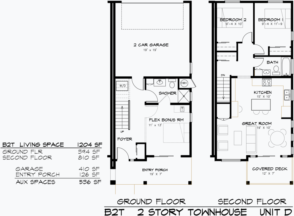 B2 2 STORY TOWNHOME UNIT D Floor Plan 3-12-24