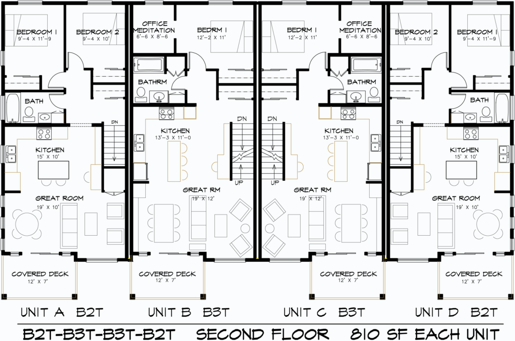 B2-B3-B3-B2 COMPLETE SECOND Floor Plan 3-12-24